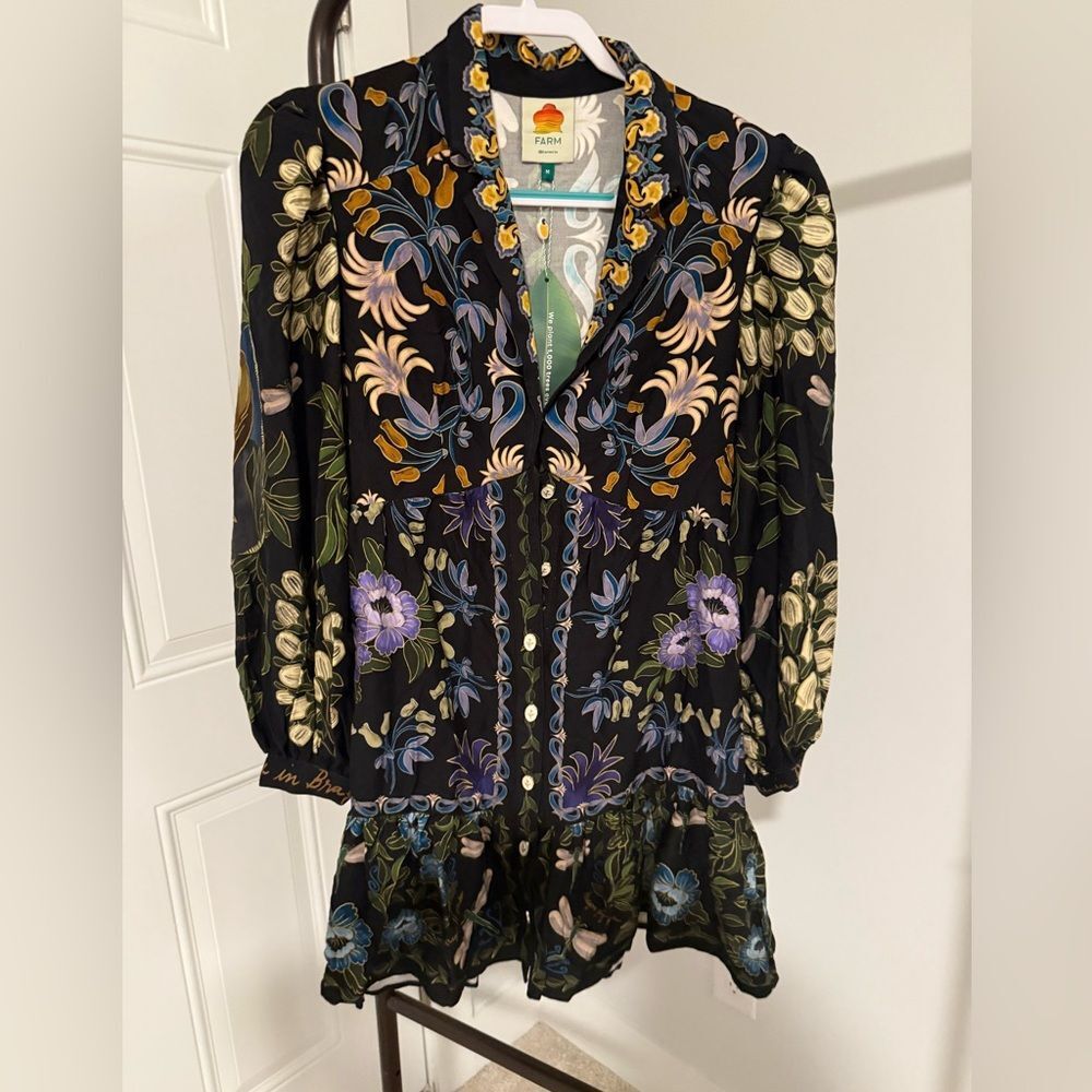 NWT Farm Rio Black Winter Garden Mini Dress - Picture 4 of 8
